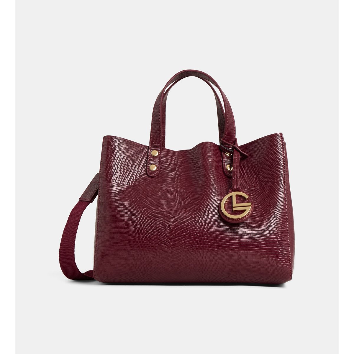 Sac cabas elsa tejus et sa pochette amovible effet lisse souple bordeaux foncé, GALERIES LAFAYETTE