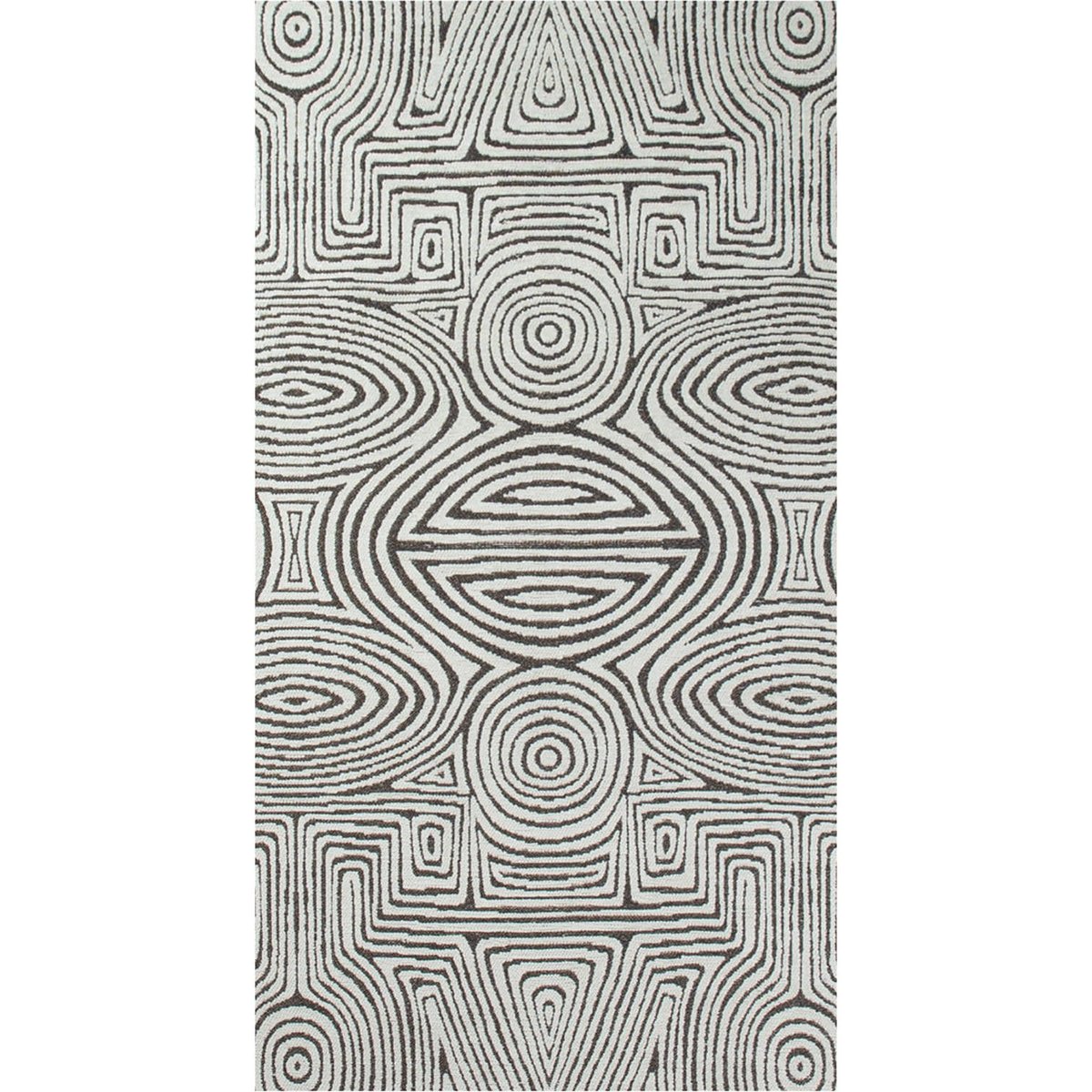Tapis d'intérieur et extérieur, TABASCO beige ivoire à motifs noirs, RECOLLECTION