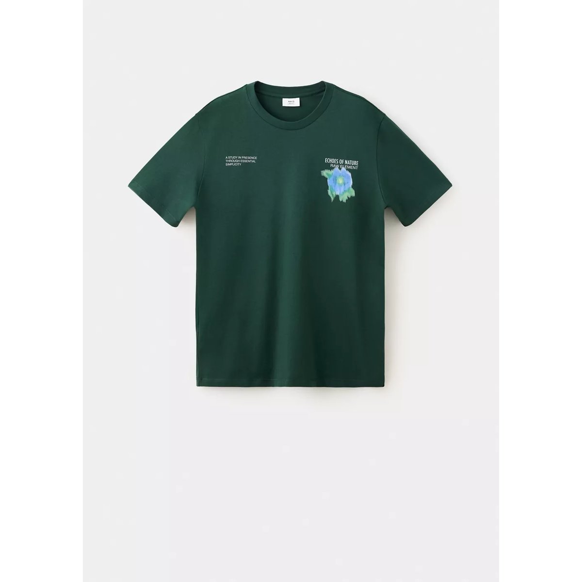 T-shirt 100 % coton imprimé vert billard, MANGO MAN