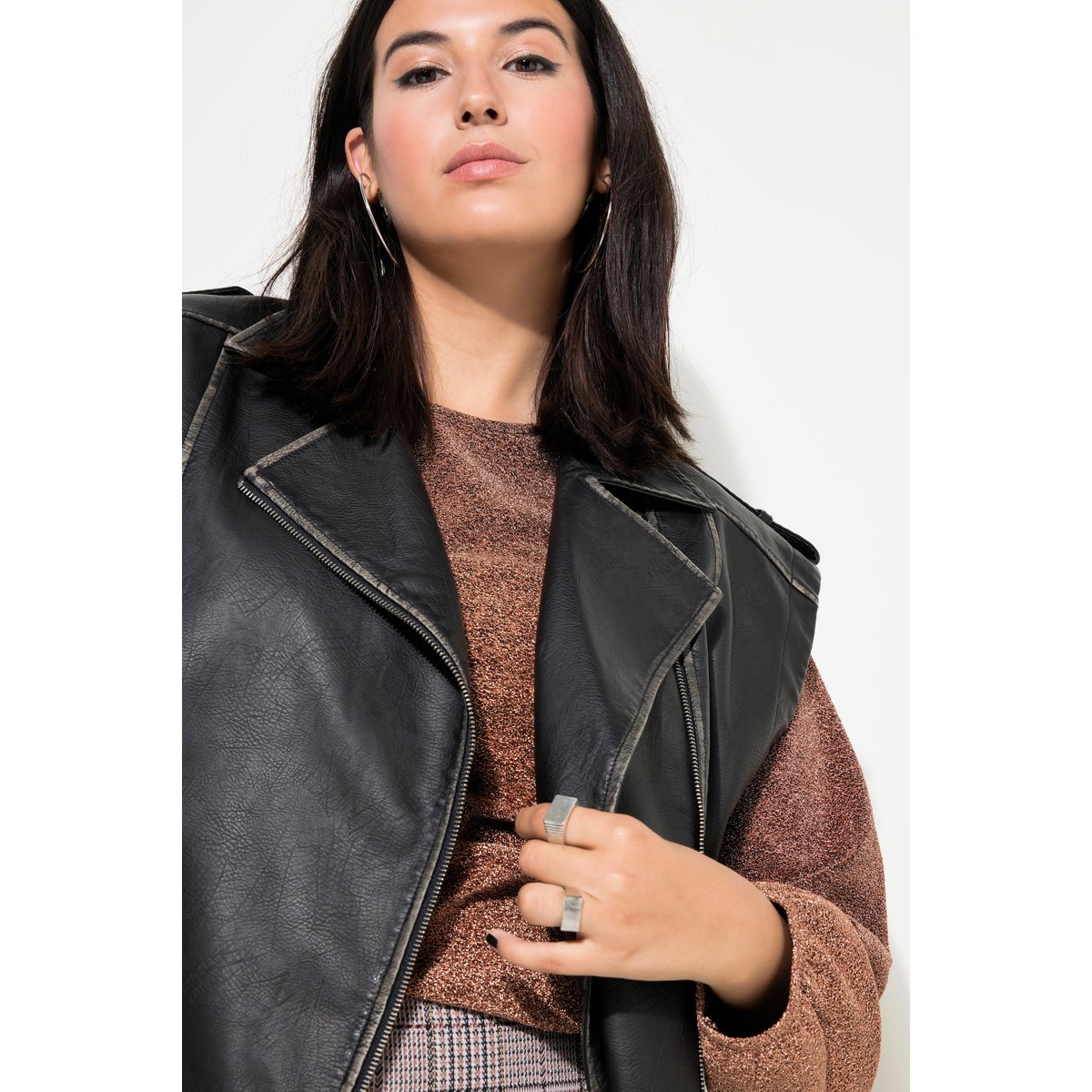 Veste sans manches oversize, esprit motard noir, STUDIO UNTOLD