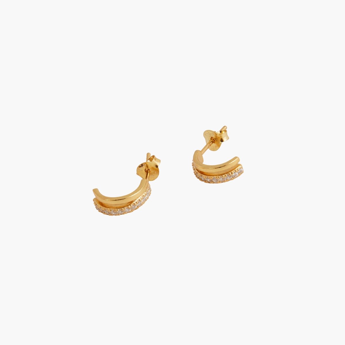Petites boucles d'oreilles zircon et argent garanti 925 doré à l'or fin doré, BALABOOSTE