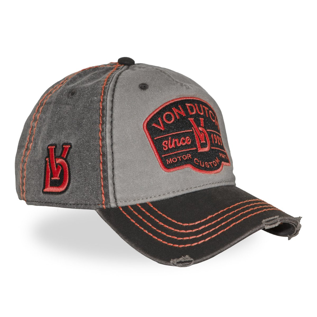 Casquette baseball RETRO gris clair/gris foncé/noir/orange, VON DUTCH