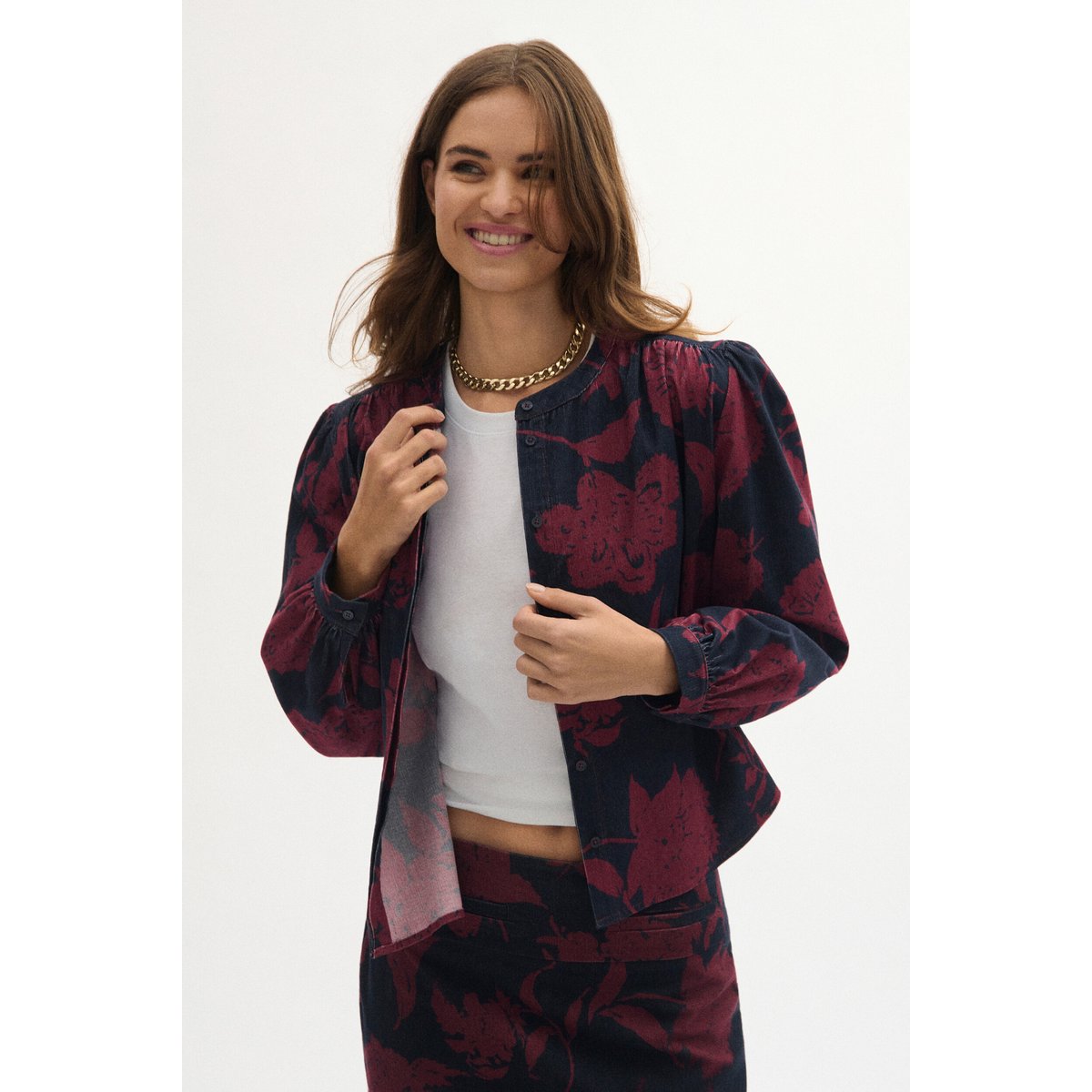 Chemise courte droite col rond COSCANE bordeaux, CAROLL