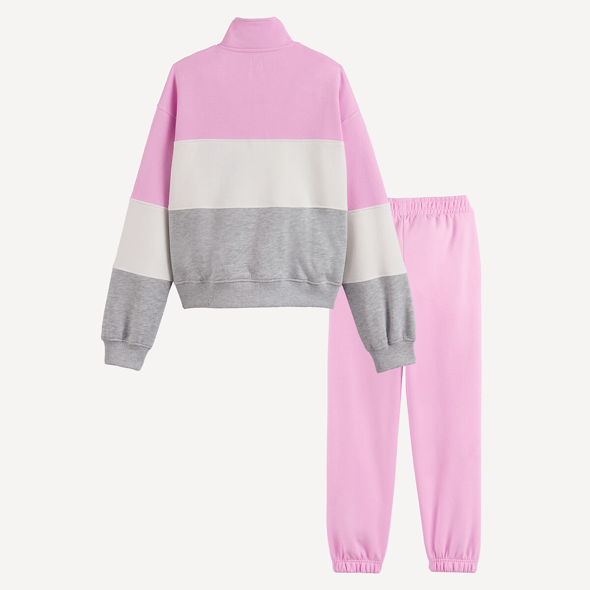 Fleece High Neck Sweatshirt and Joggers Outfit pink, LA REDOUTE COLLECTIONS
