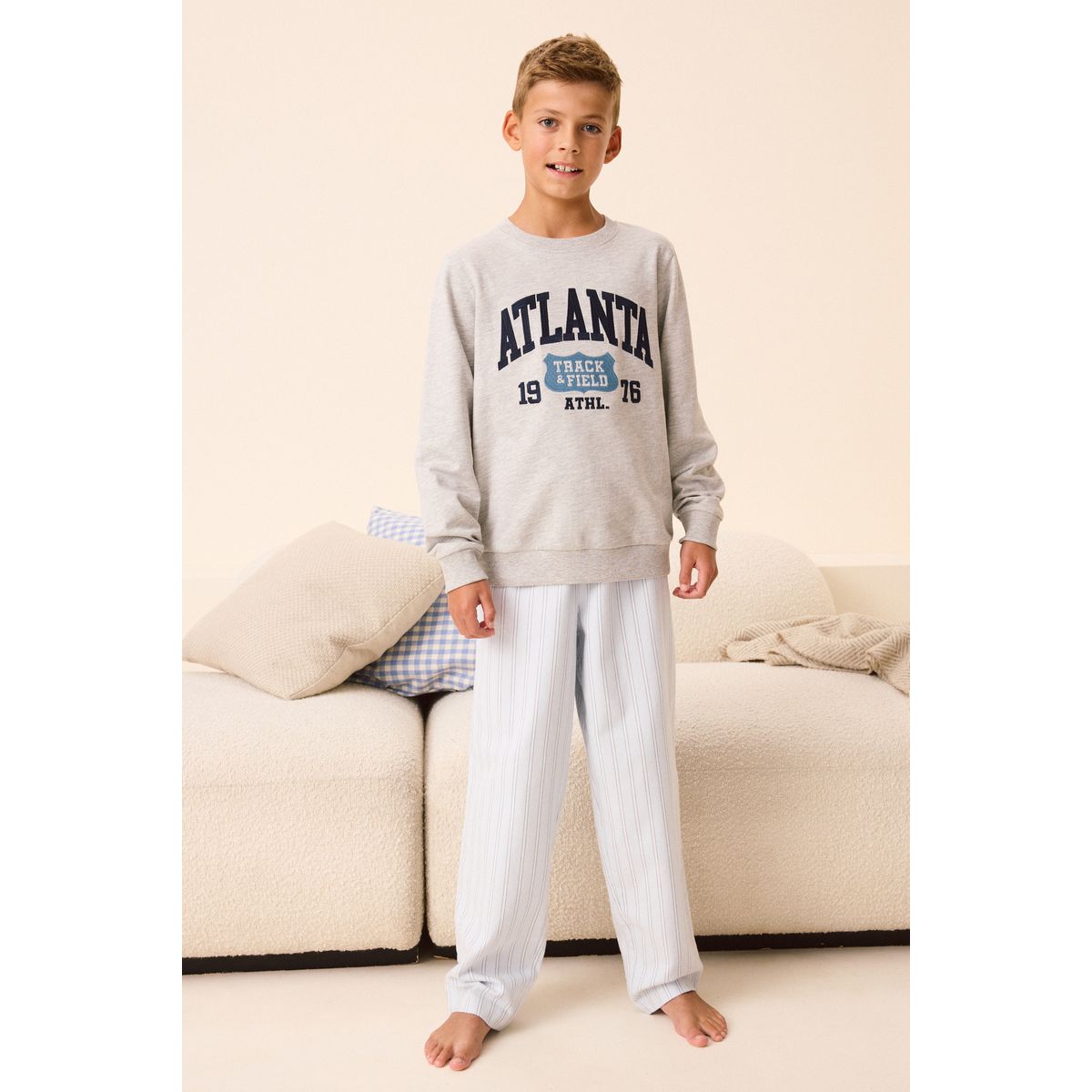 Pyjama tissé rayures bleues, NEXT