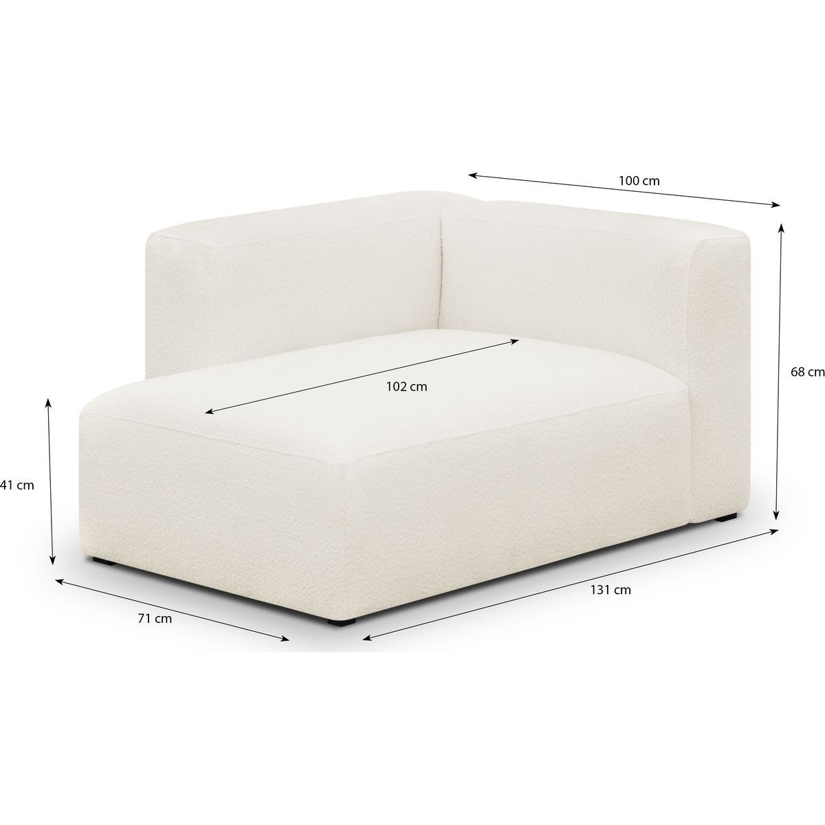 Méridienne d'angle à gauche modulable en tissu bouclette - MODULO beige, HOMIFAB