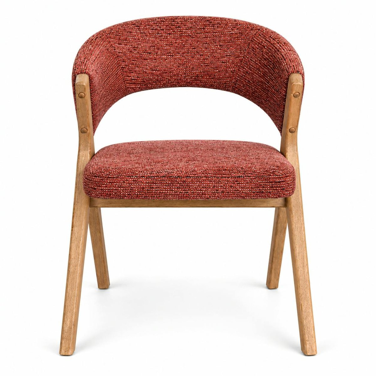 Chaise bois et tissu, dossier arrondi (lot de 2) AGADE rouge, PIER IMPORT