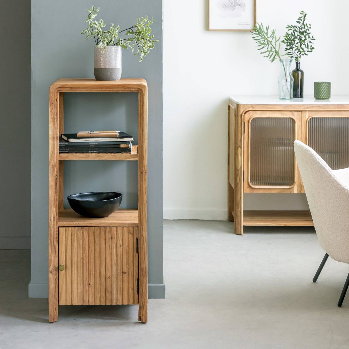 Colonne en bois d'acacia EMYR bois clair, MADE IN MEUBLES