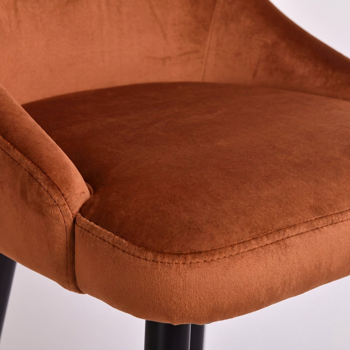 Lot de 2 chaises de bar 78 cm en velours, pieds en métal - ARISTOTE terracotta, MAISON PAVANE