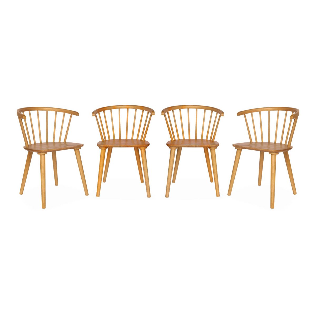 Chaise à barreaux bois d'hévéa et contreplaqué (lot de 4) PAULA naturel, SWEEEK