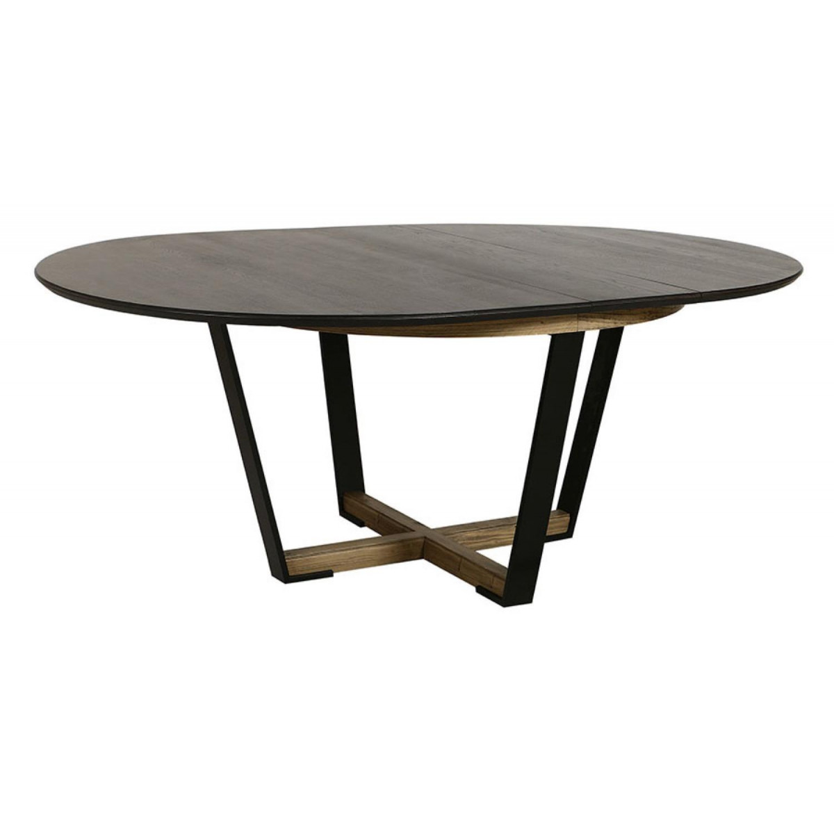 Table ronde 2 allonges - LAZARE noir, INTERIOR'S