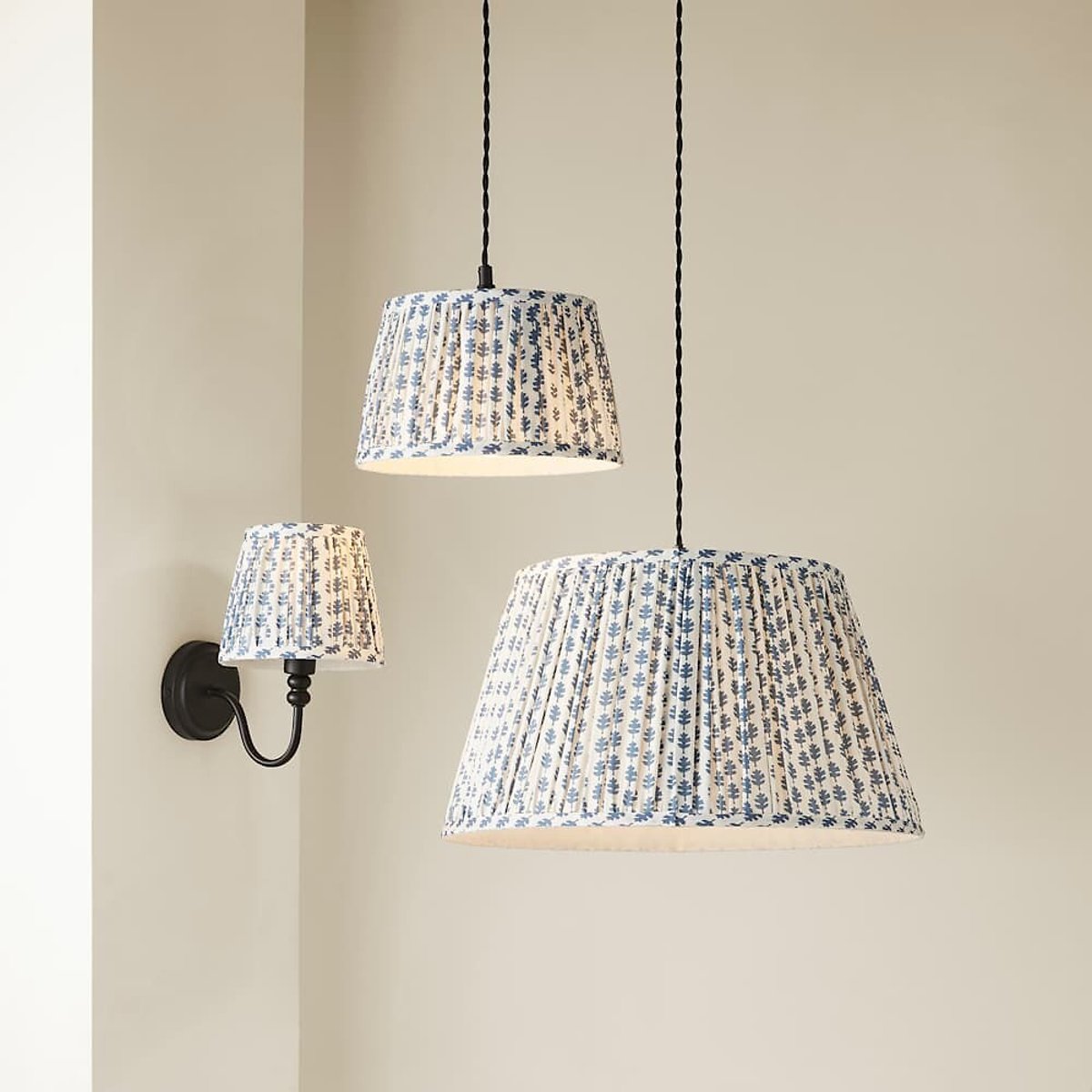 25cm Gracelyn Floral Pleated Pendant Shade blue, SO'HOME