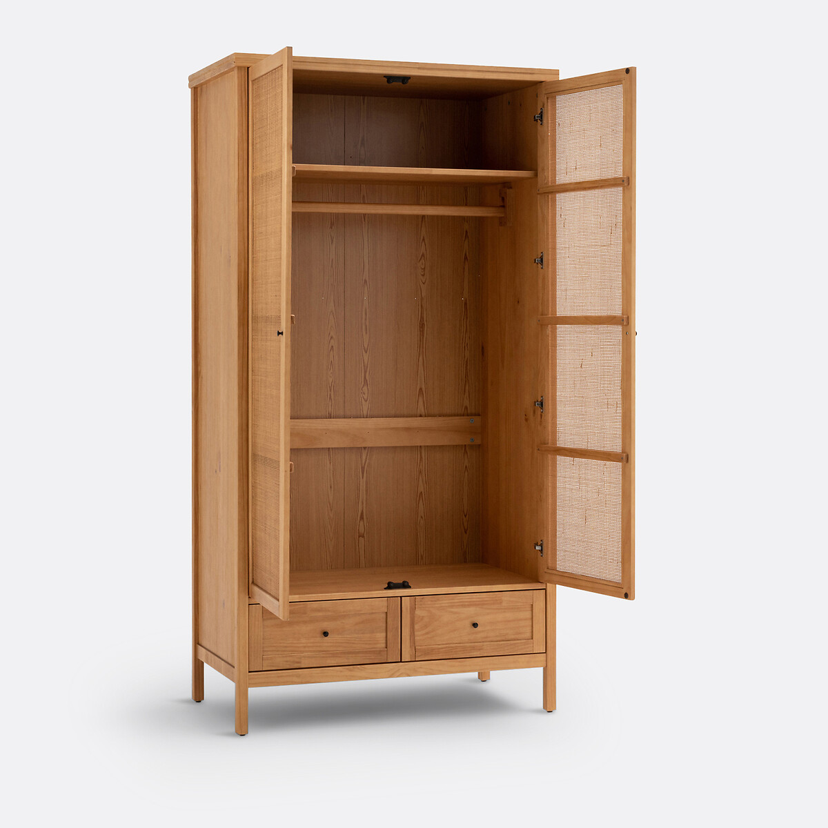 Armoire 2 portes pin massif et cannage, Gabin naturel, LA REDOUTE INTERIEURS