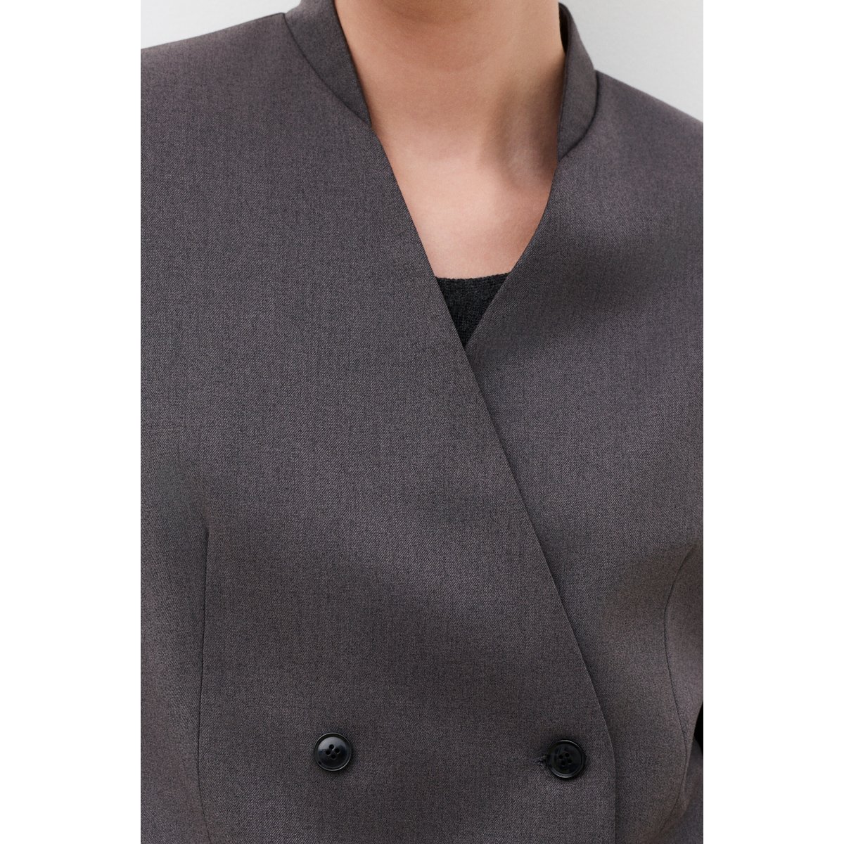 Veste droite col v VLENA gris, CAROLL