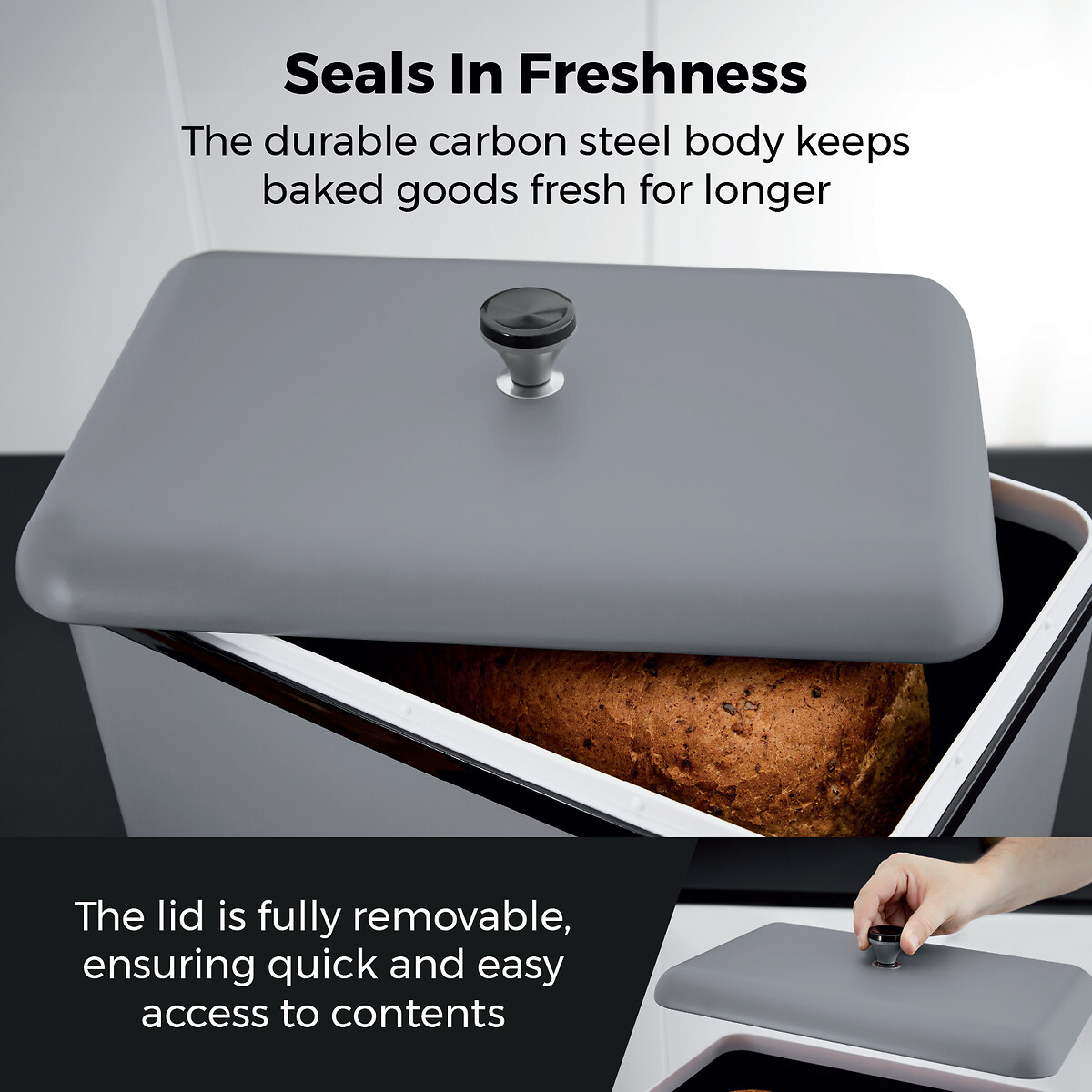 Sera Bread Bin with Smoked Trim grey, TOWER
