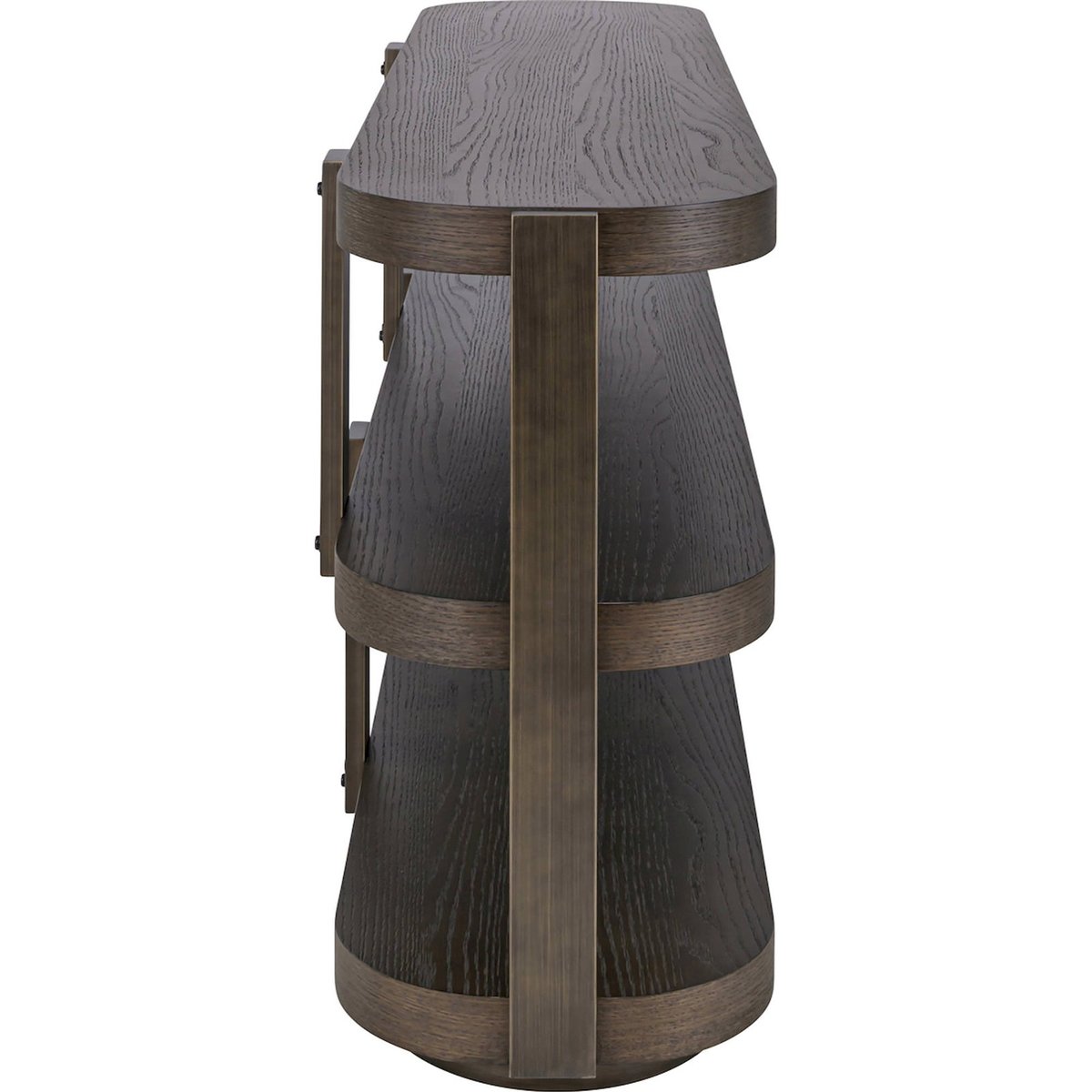 Console arrondie en bois collection ELLINGTON brun foncé finition bronze, RECOLLECTION