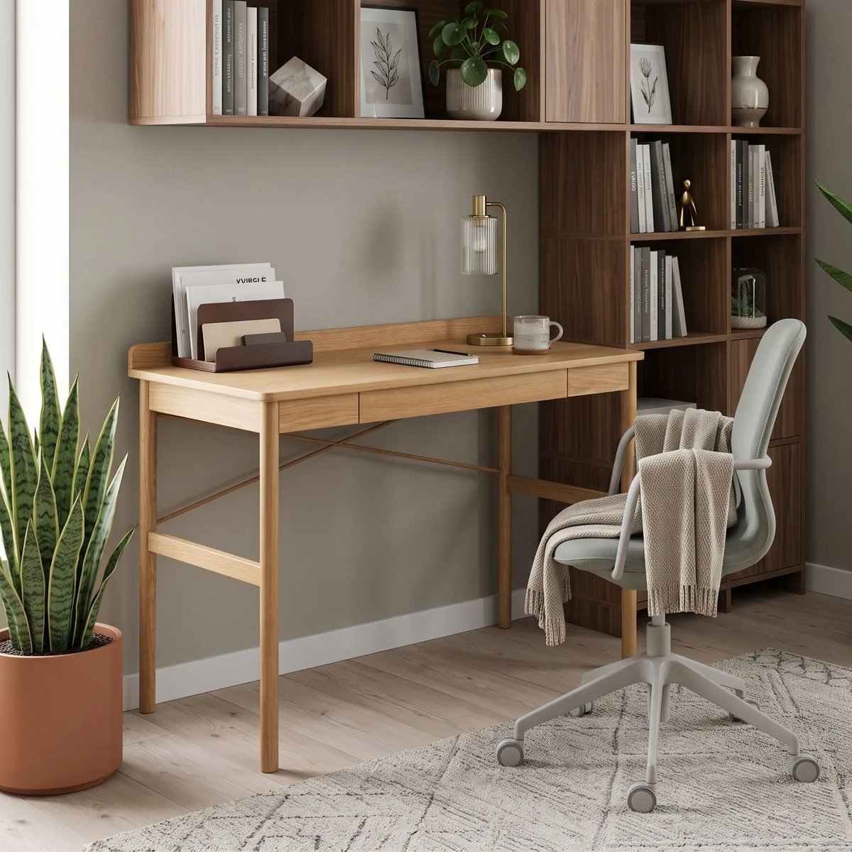 Bureau scandinave en bois naturel avec tiroir L110 - PACO bois clair, HELLIN, DEPUIS 1862