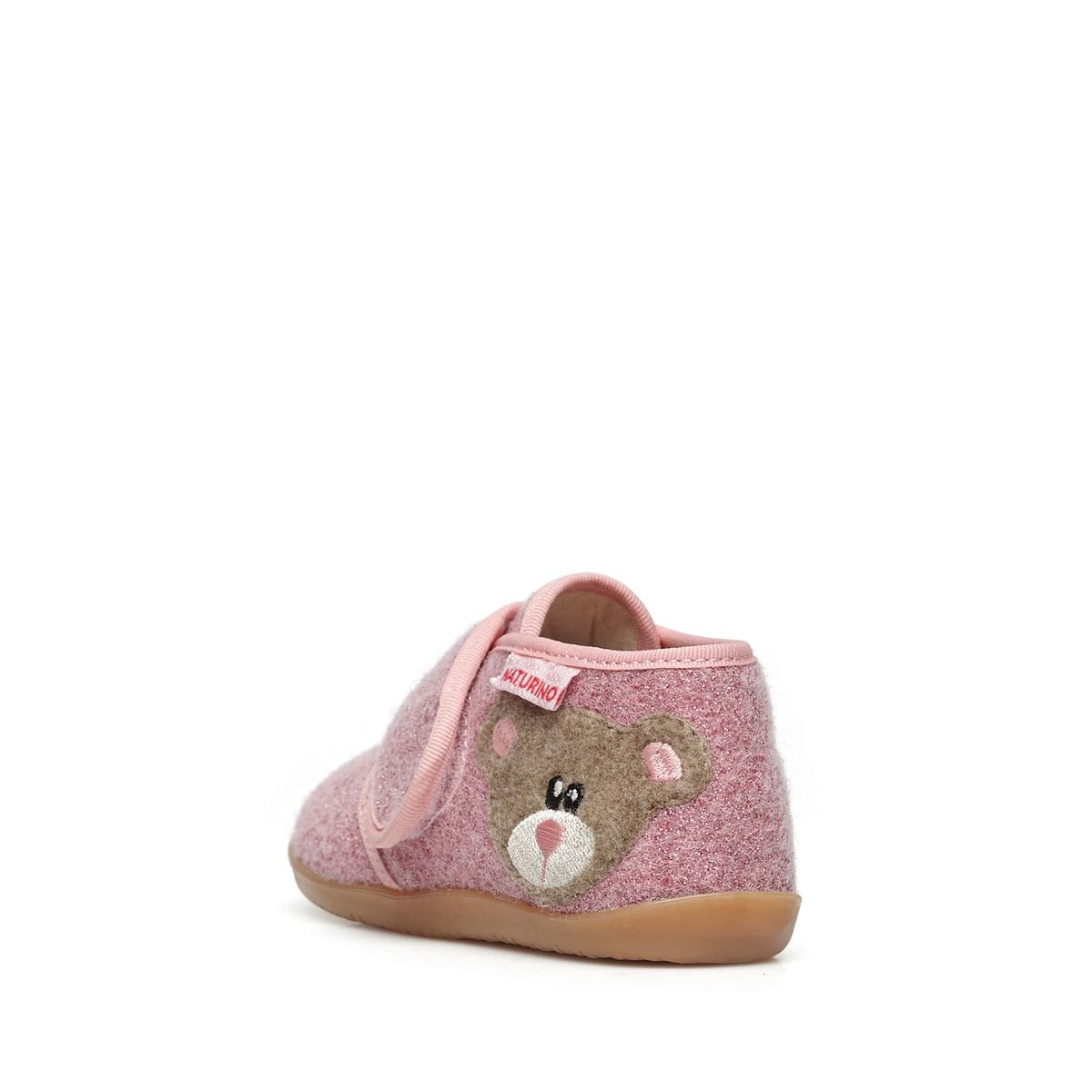 Pantoufles avec écusson ours CARILLON rose, NATURINO