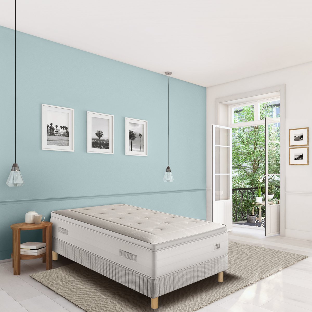 Ens REFLEXION 180x200 matelas H33 Hybride, ferme, 2 sommiers blanc, SIMMONS