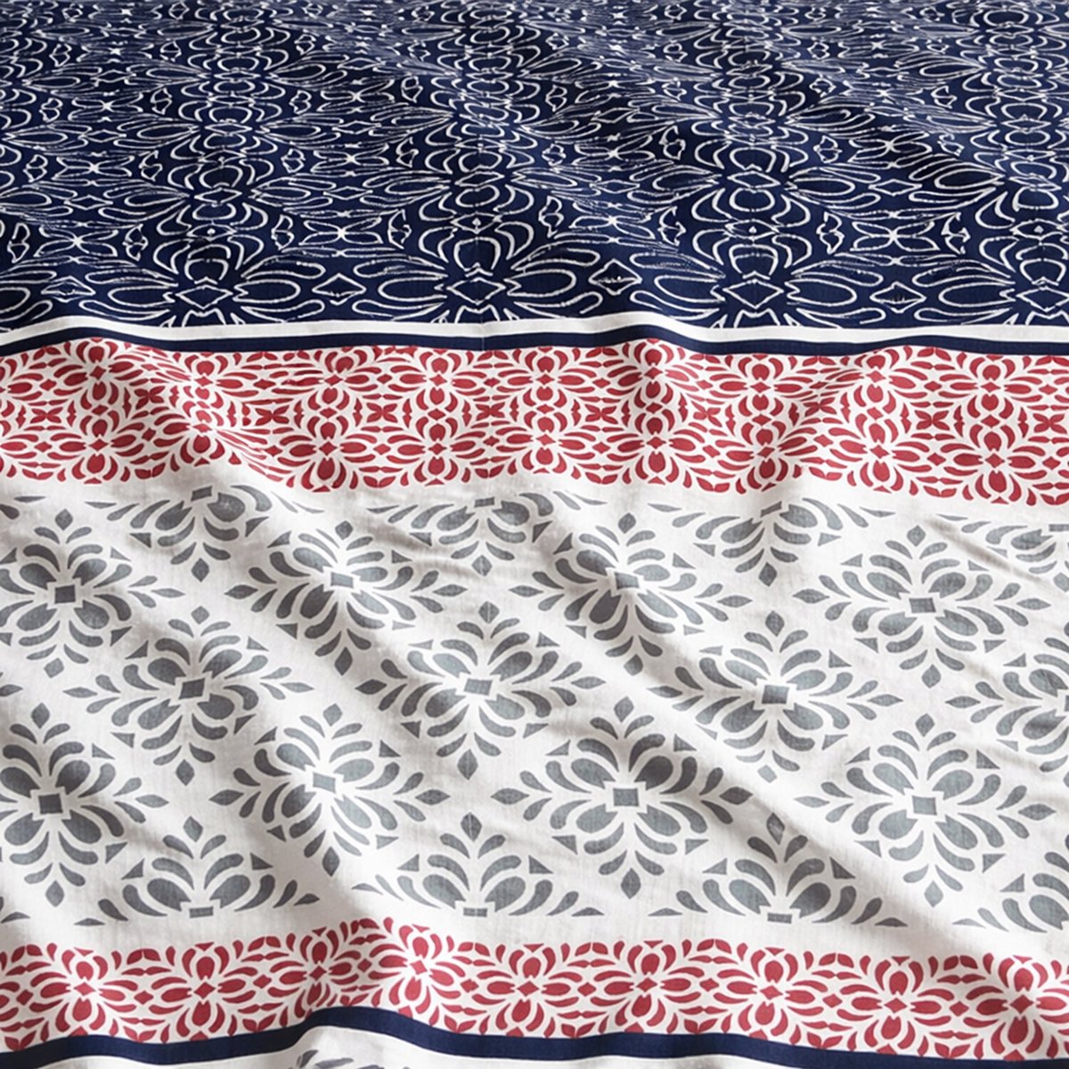 Parure housse de couette en coton imprimée, Sergio bleu foncé, C DESIGN HOME TEXTILE