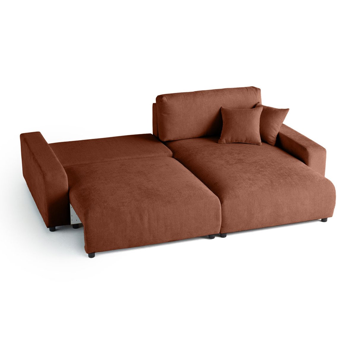 Canapé d'Angle Convertible 4 places - PIVOINE terracotta, BEST MOBILIER