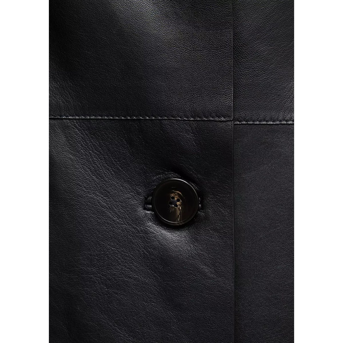 Manteau cuir revers noir, MANGO