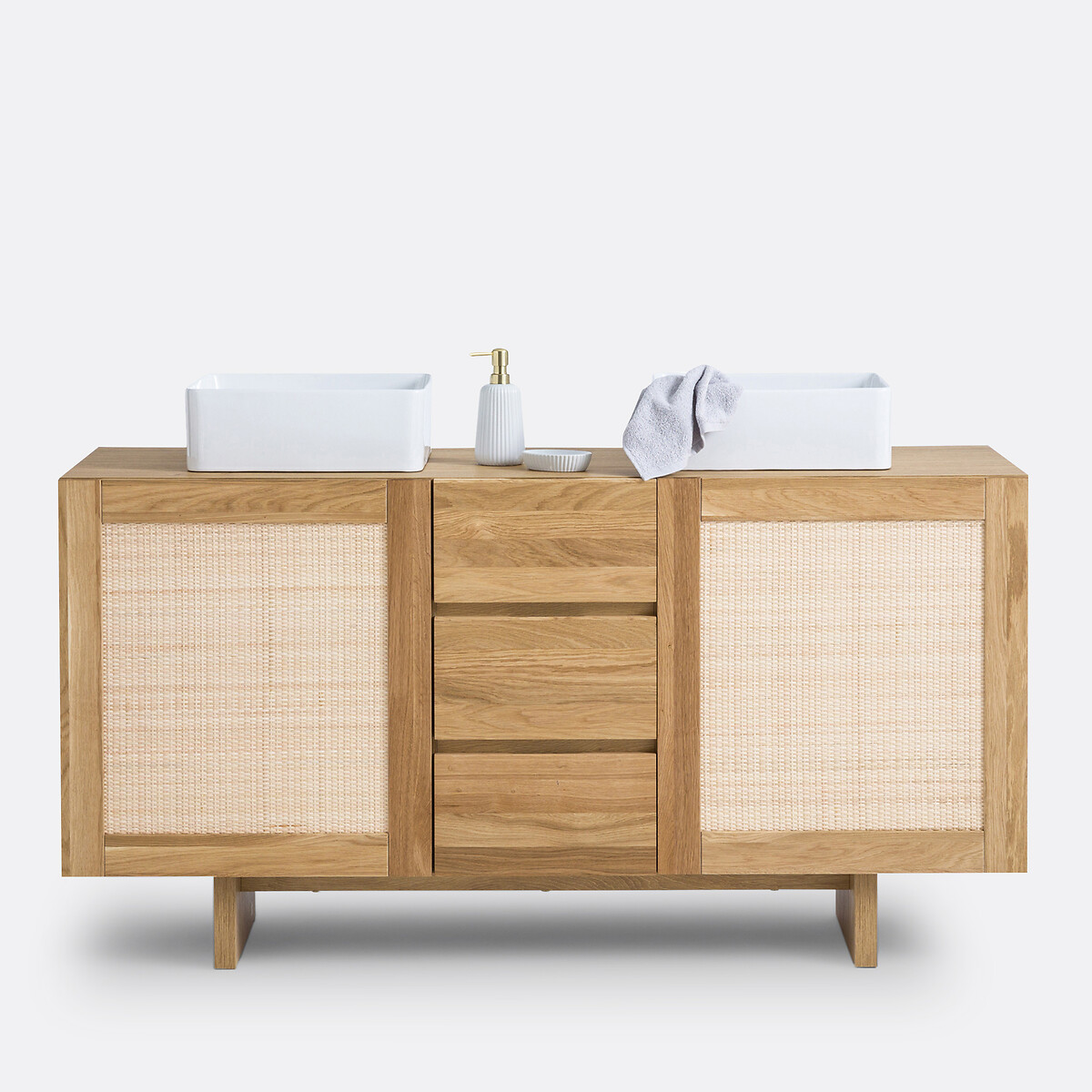 Meuble double vasque cannage L145cm, Arty naturel, LA REDOUTE INTERIEURS