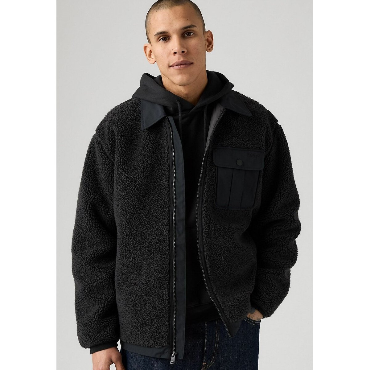 Veste sherpa avec col chemise noir, LEVI'S