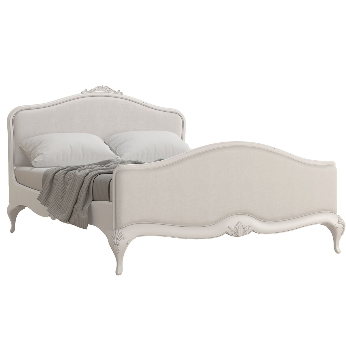 Etienne French-Vintage Upholstered Bed grey white , WILLIS & GAMBIER