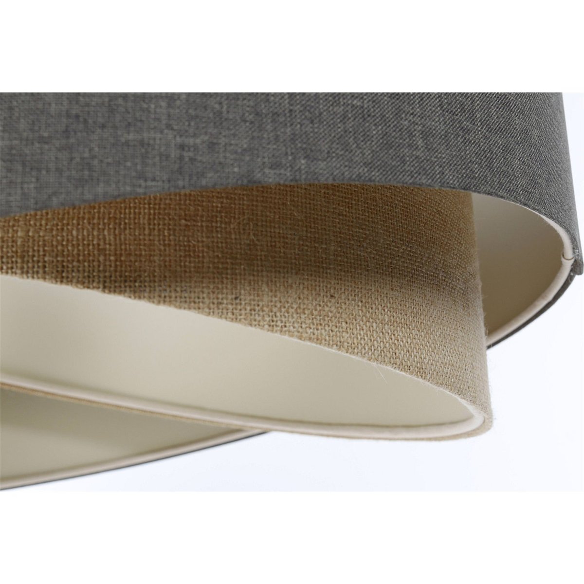 Suspension ronde en tissu et chanvre Boho beige crème et chanvre naturel, BPS KONCEPT
