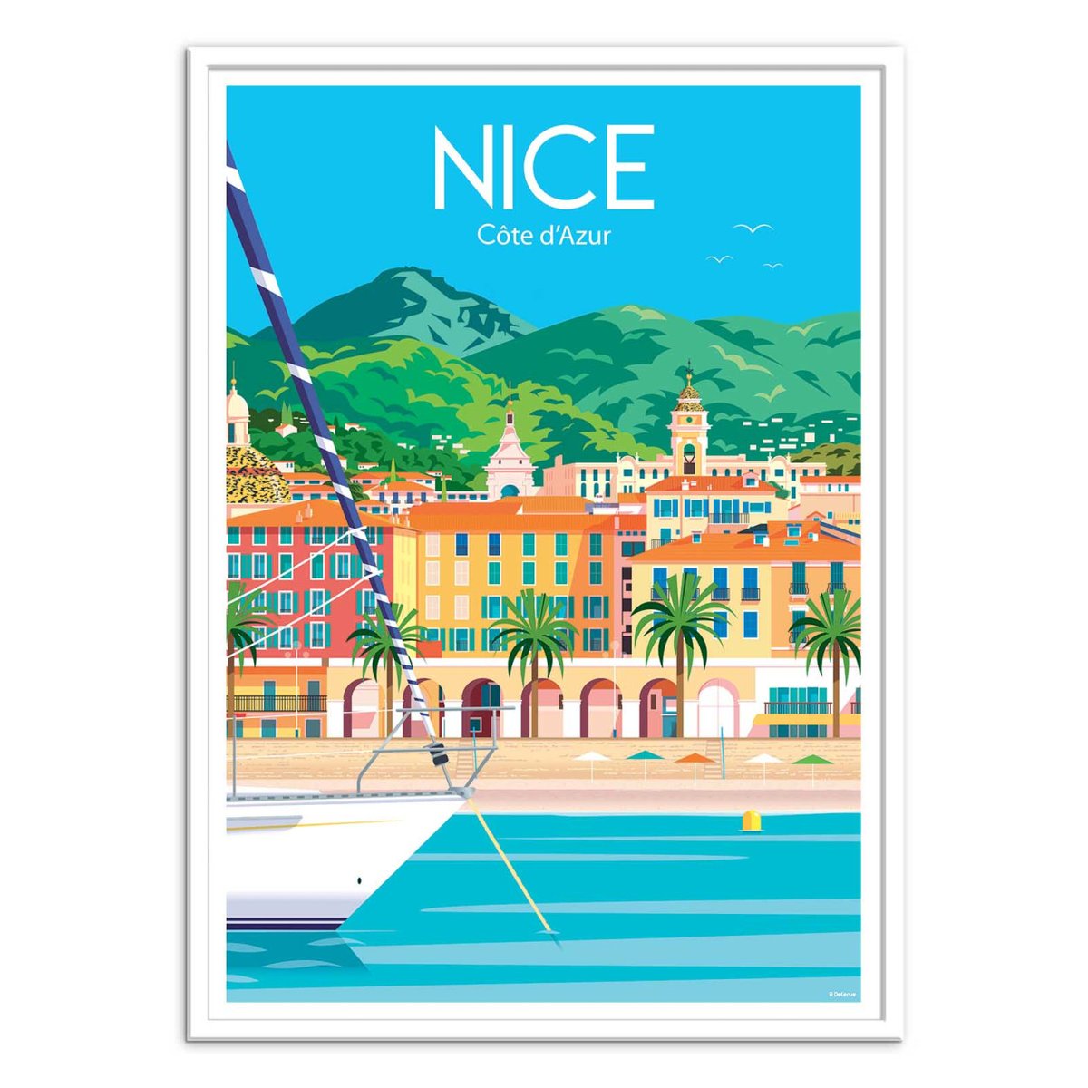 Affiche d'art - Nice Côte d'Azur - Raphael Delerue bleu, WALL EDITIONS