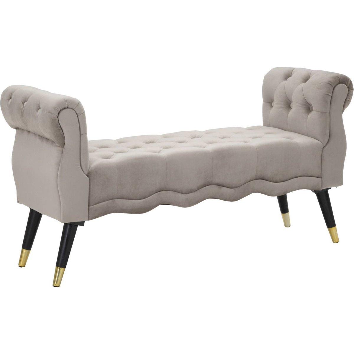 Banquette capitonnée bout de lit GLAM crème noir et doré, RECOLLECTION