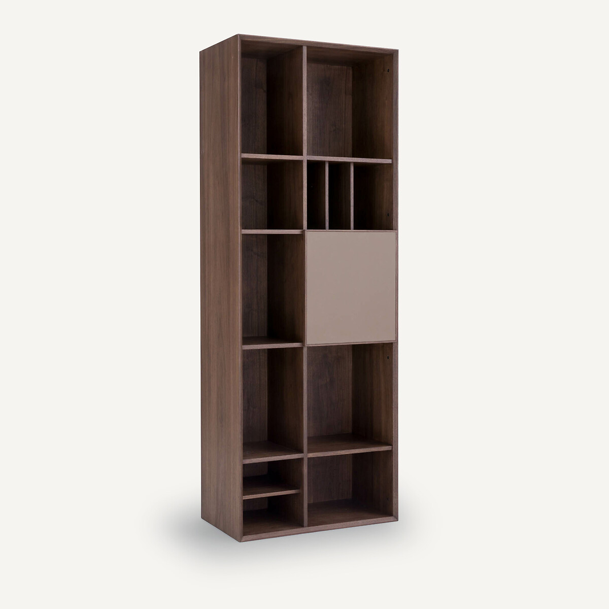 Bibliothèque plaqué noyer porte cuir, Mikube noyer, AM.PM