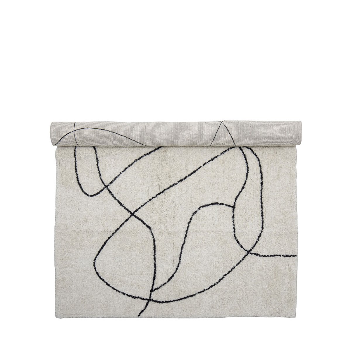 Tapis en coton avec formes organiques - VIGA beige et gris, BLOOMINGVILLE
