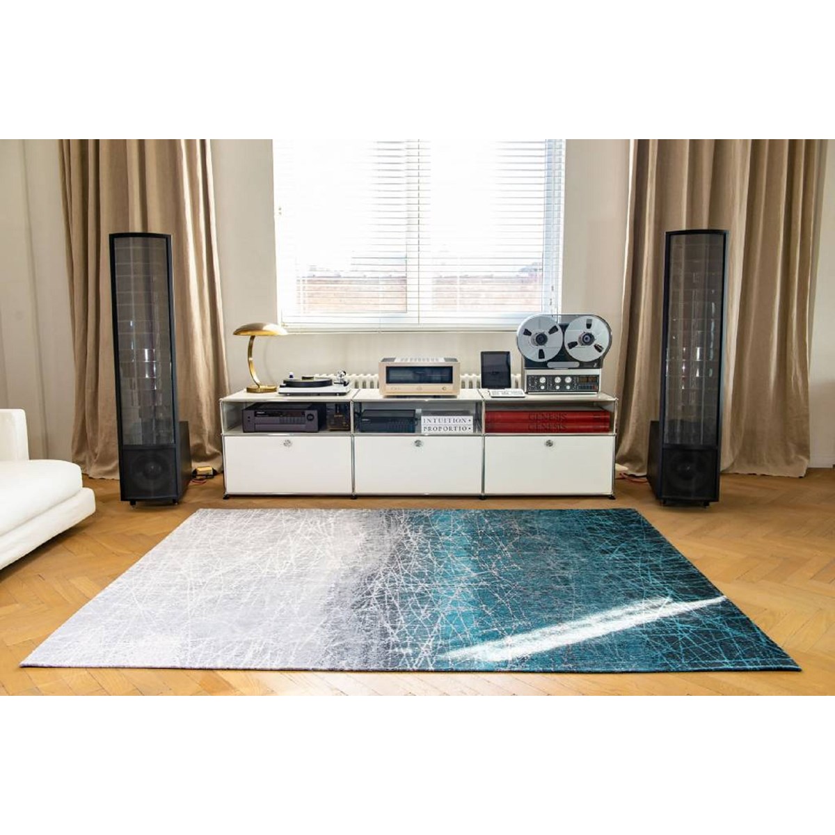 Tapis salon et chambre design coton POLAR bleu, NOVATREND