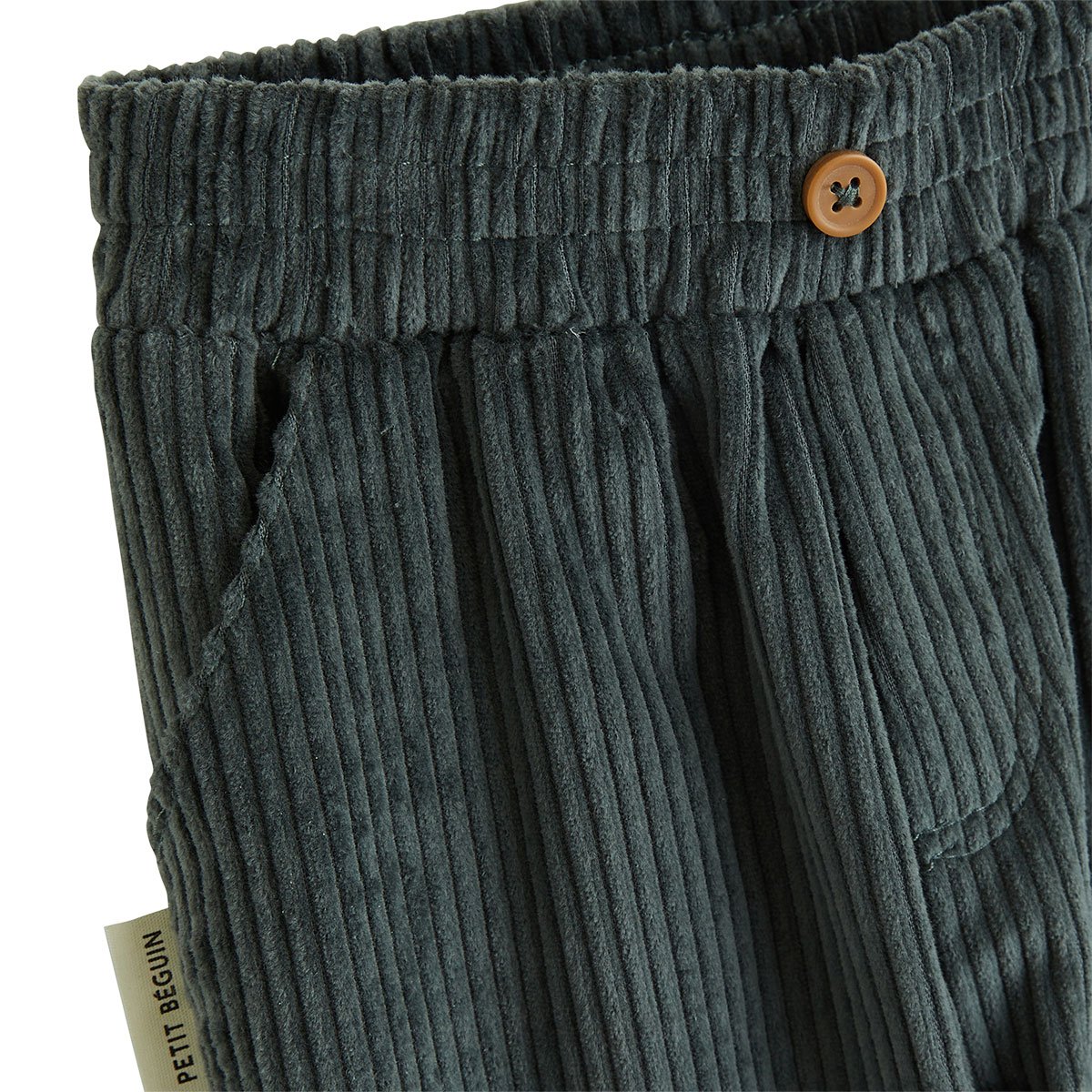 Ensemble bébé sweat et pantalon en velours côtelé Elliott vert, PETIT BEGUIN