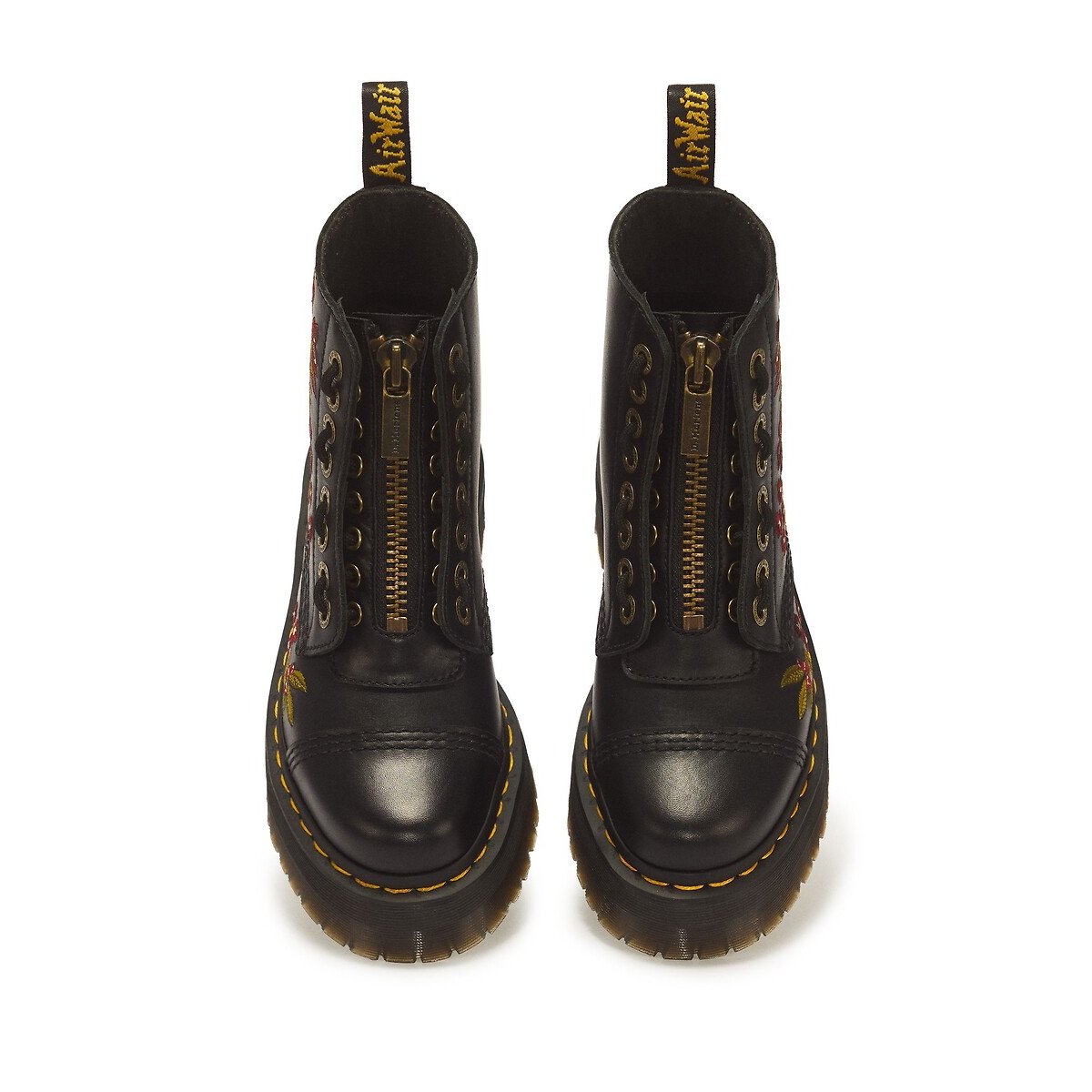Stivali con zeppa Sinclair Floral in pelle Wanama nero , DR. MARTENS