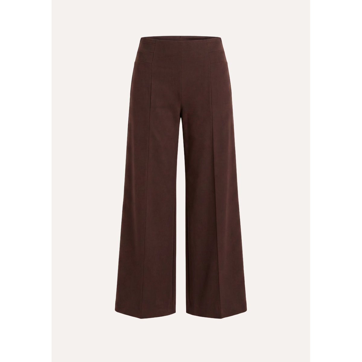 Pantalon cropped en milano taille élastiquée chocolat, LA FEE MARABOUTEE