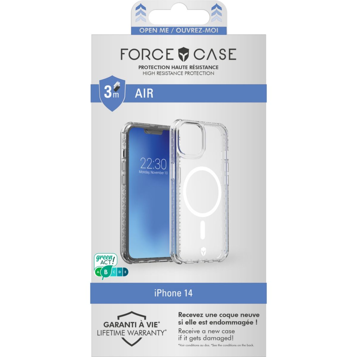 Coque iPhone 14 Air Magsafe transparent transparent, FORCE CASE