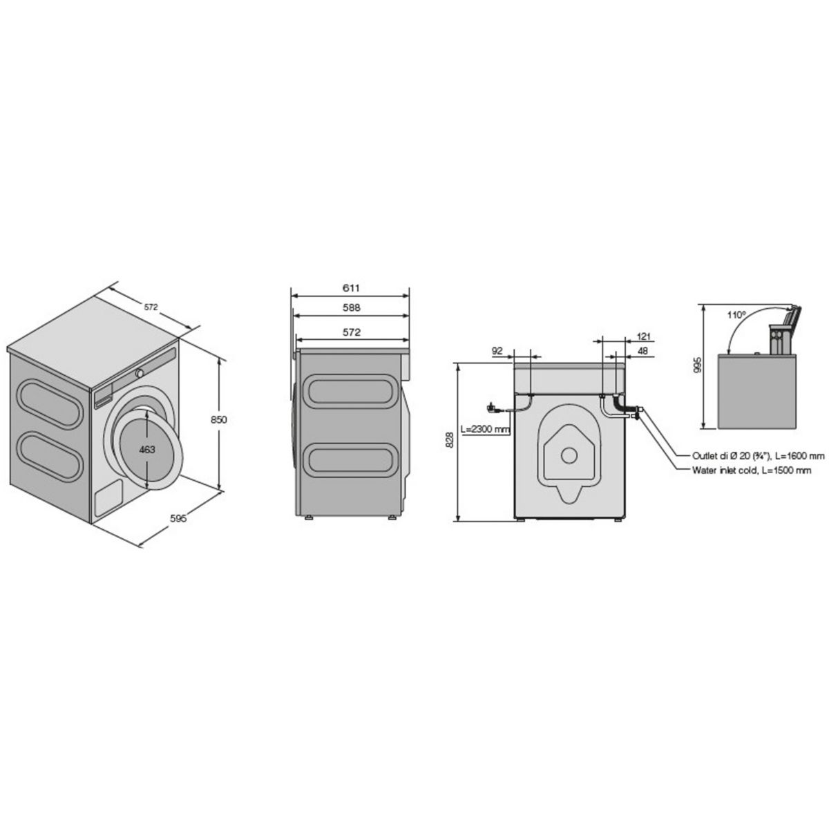 Lave linge hublot W3096RW couleur unique, ASKO