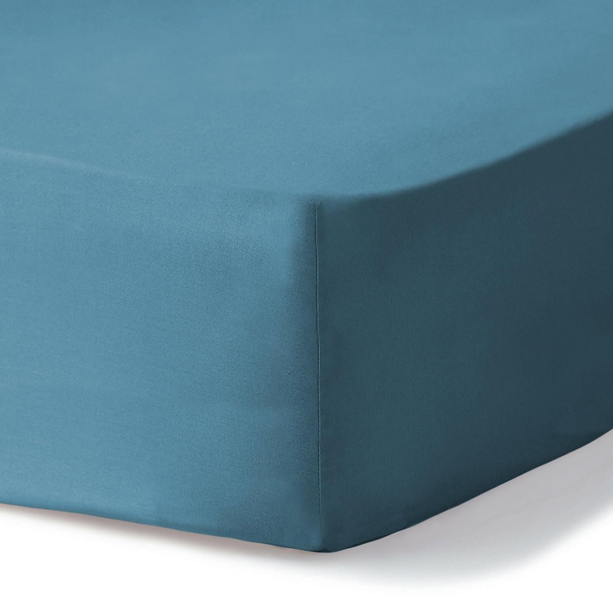 Drap housse satin lavé de coton bio GAIA Made in Europe bleu orage, FEBRONIE