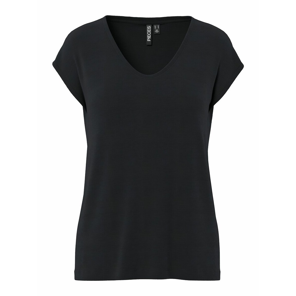 T-shirt, scollo a V nero , PIECES