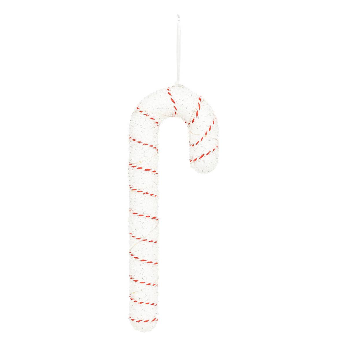 Décoration sucre d'orge H35 cm 15 LED blanc chaud à piles blanc, FEERIC LIGHTS & CHRISTMAS