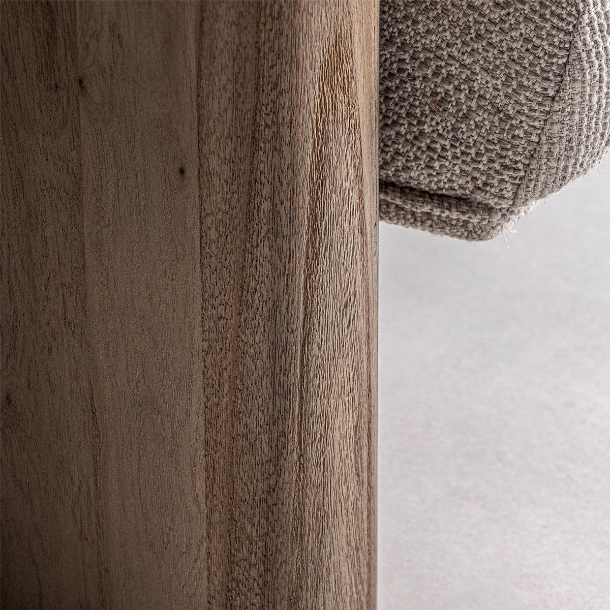 Fauteuil en jacquard, Finition bois vieilli marron vieilli et beige naturel, RECOLLECTION