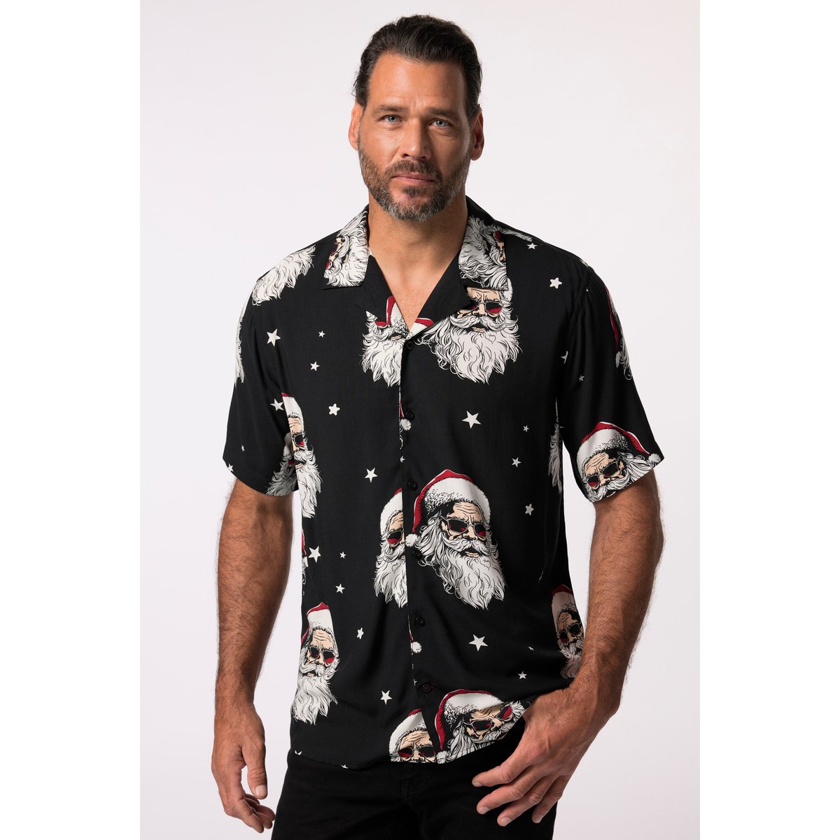 Chemise de Noël. Manches courtes noir, JP1880