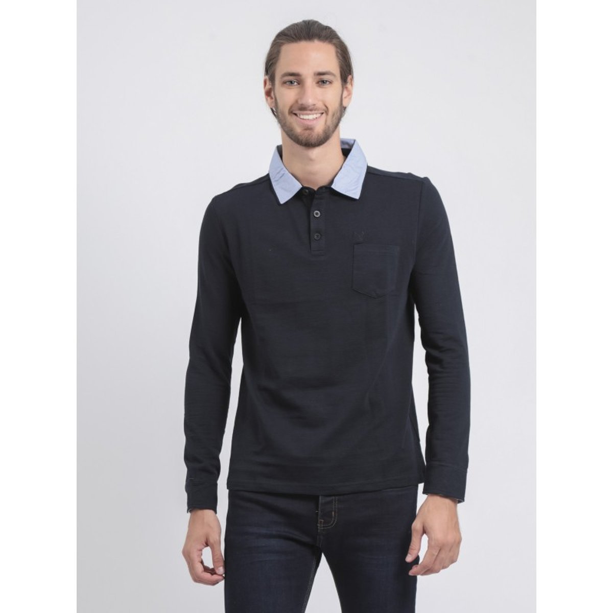 Polo Manches Longues Pur Coton Pokeman bleu marine, RITCHIE