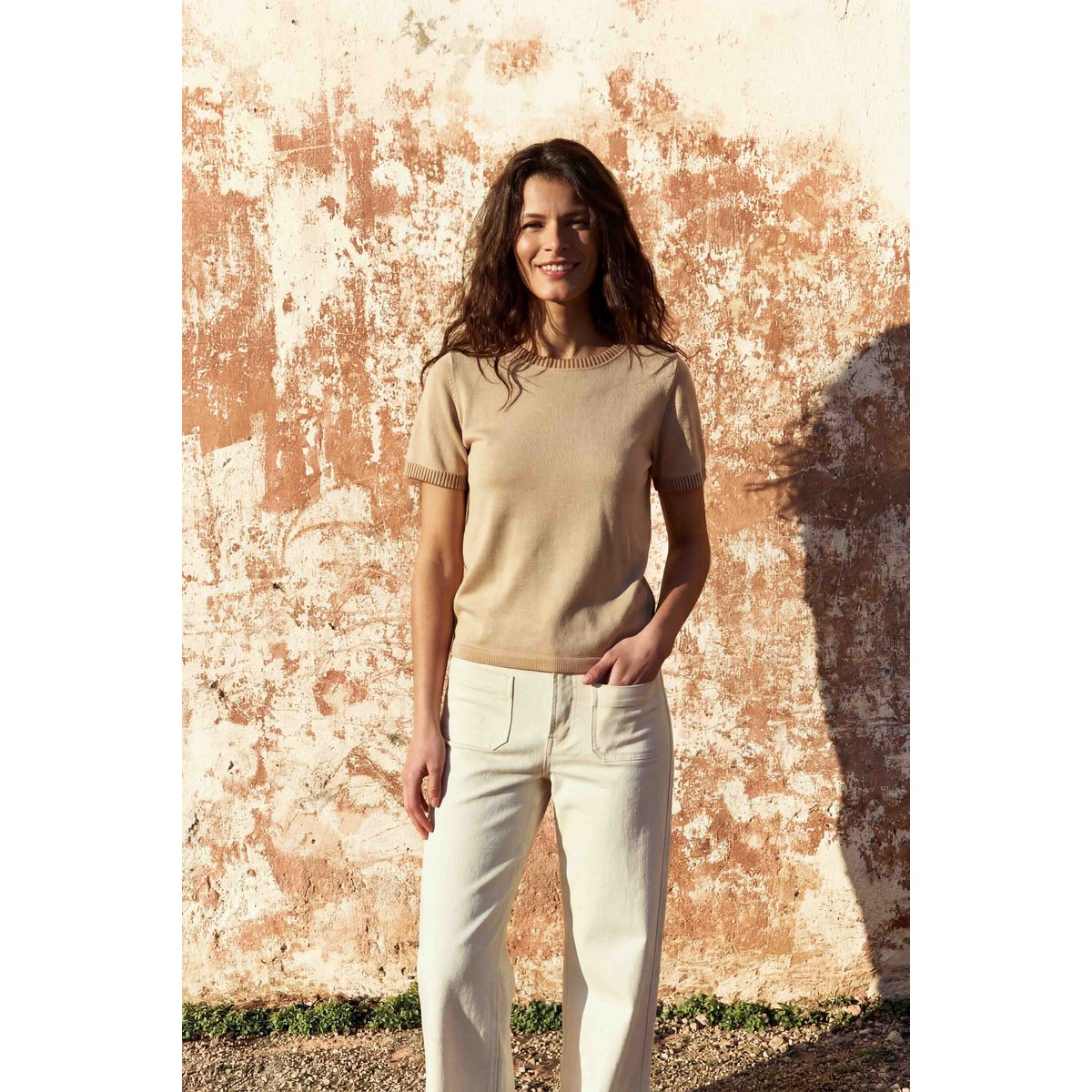 Pull col rond uni MISSY 13-beige, LA PETITE ETOILE