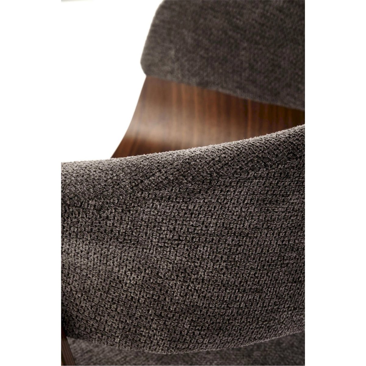 Chaise en bois courbé et tissu REBTES gris taupe et noyer, RECOLLECTION