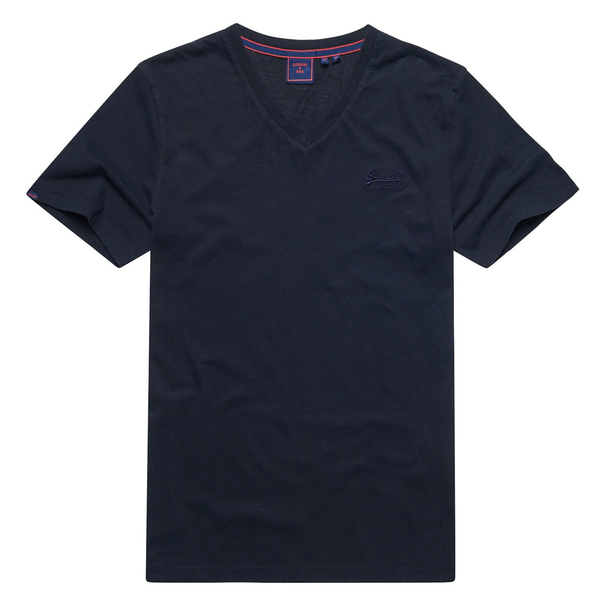 T-shirt col V Vintage Logo bleu marine, SUPERDRY