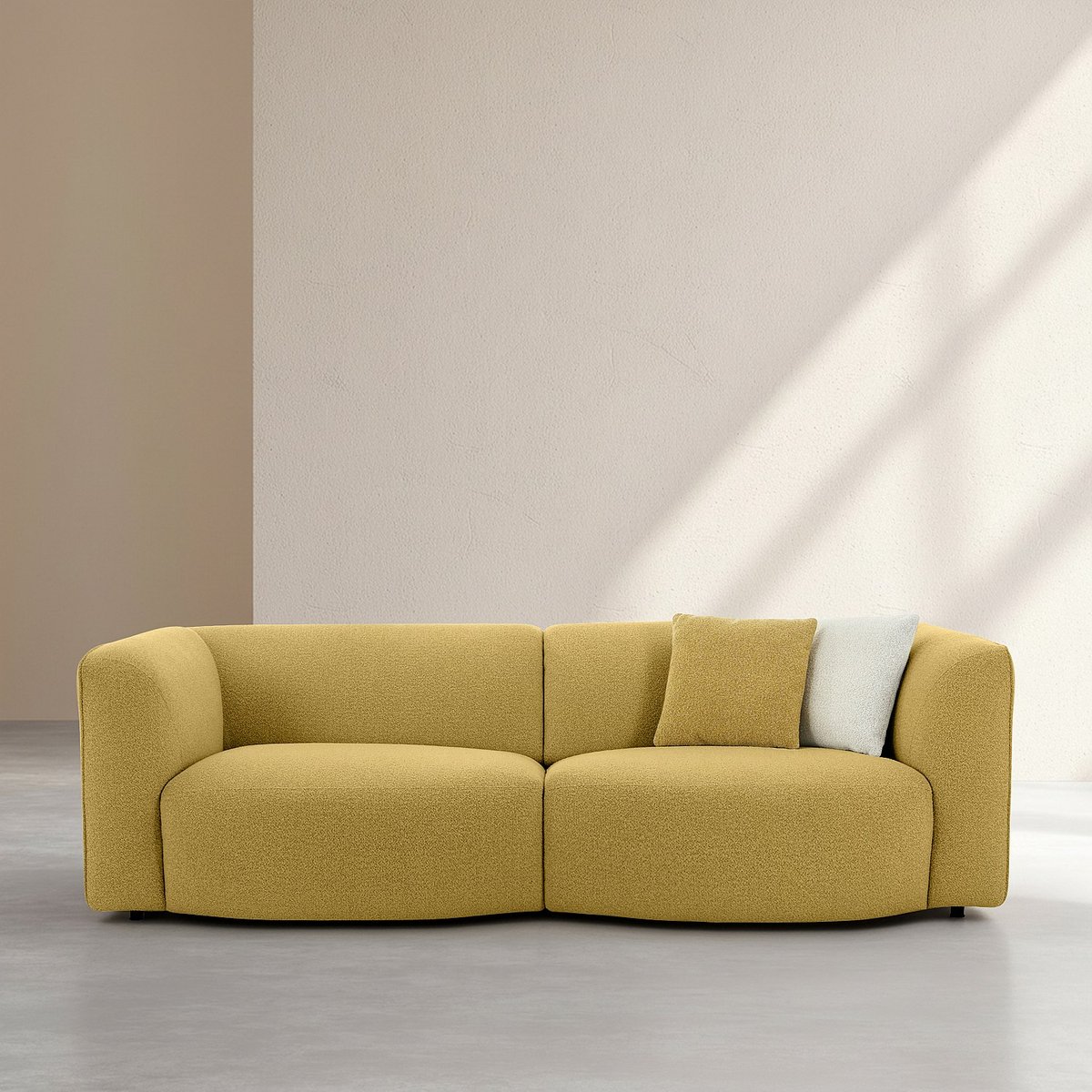 Canapé fixe tissu TEMOLI jaune moutarde, HABITAT